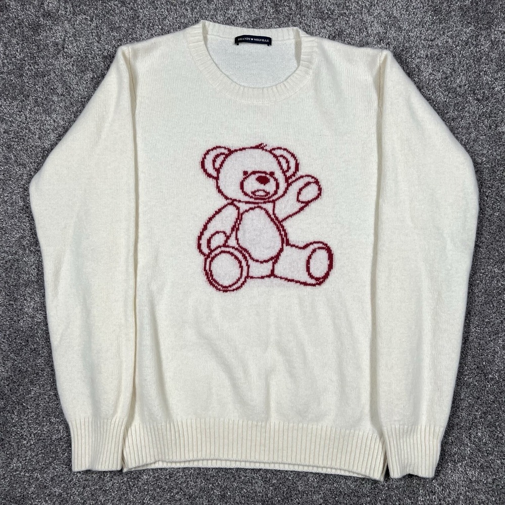 Brandy Melville Bear Sweater Wool Sz Small - Medium Made In Italy Teddy